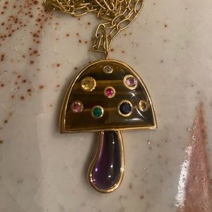 Brent Neale Tiger’s Eye and Amethyst Large Mushroom 18k 32”